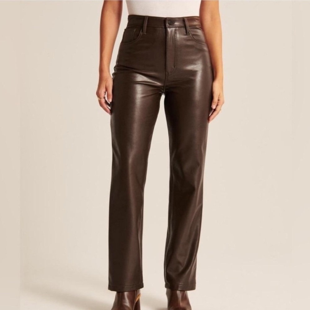 Abercrombie curve love 90s straight leg leather pants